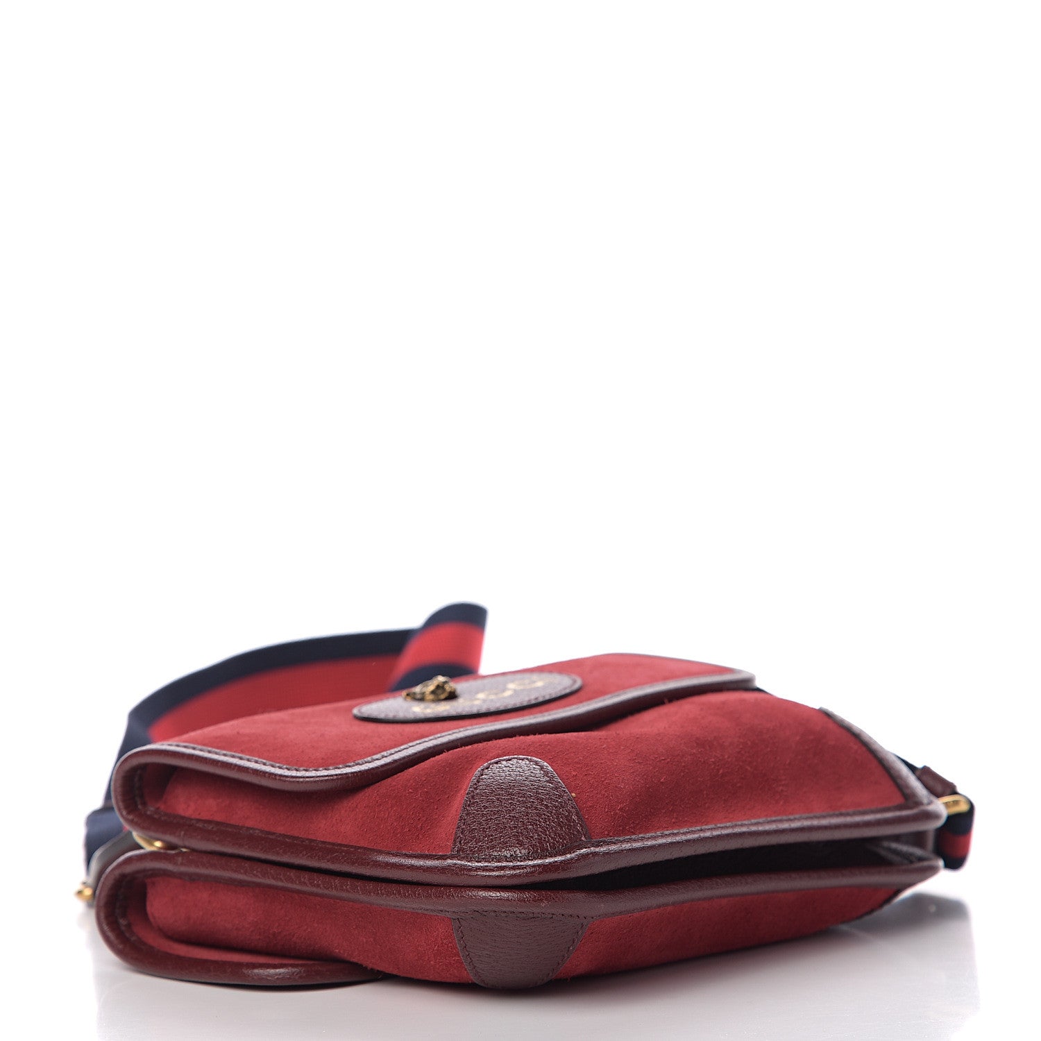 Gucci Suede Neo Vintage Web Small Messenger Bag Red 3 of 9