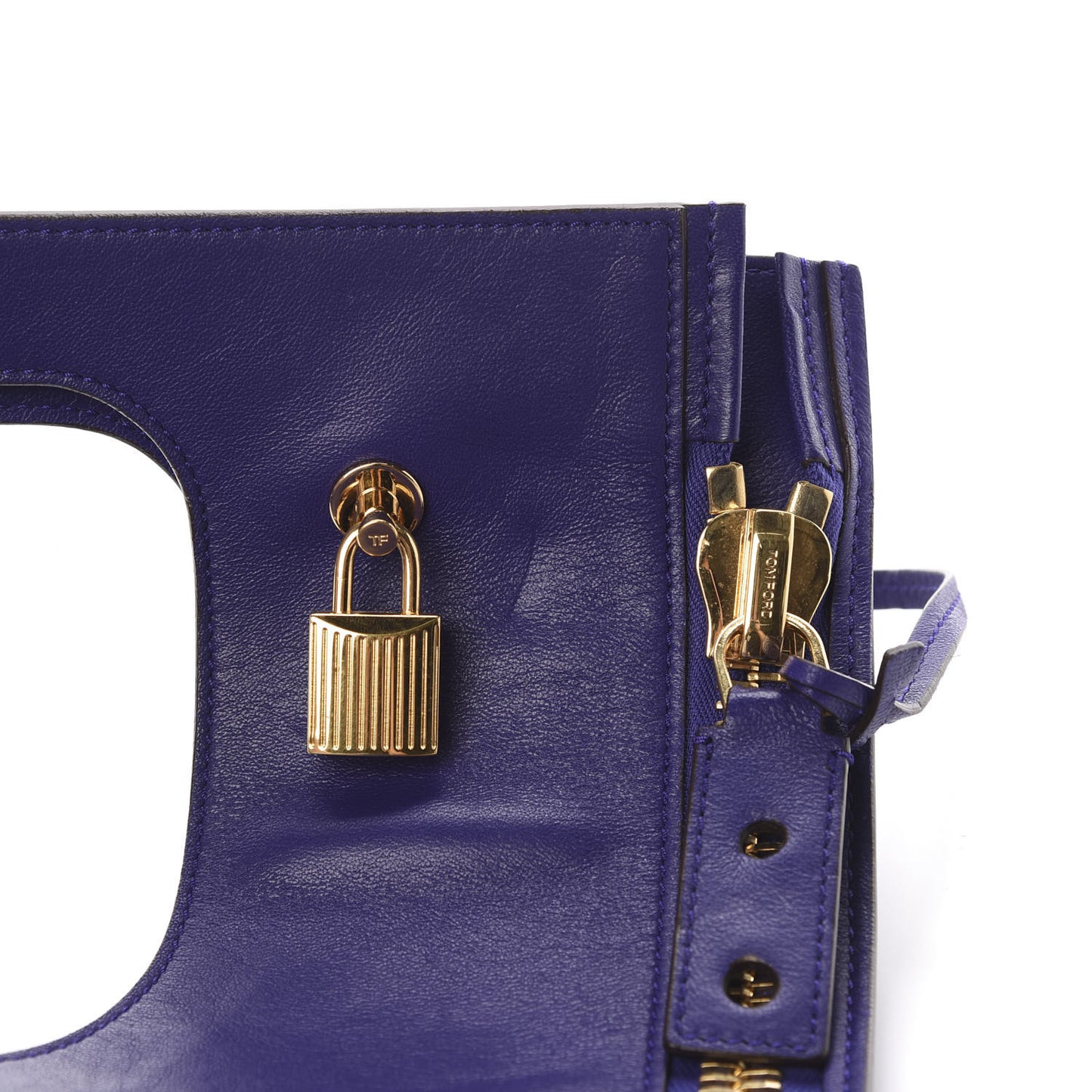 Ramskin Large Alix Padlock Zip Shoulder Bag Violet