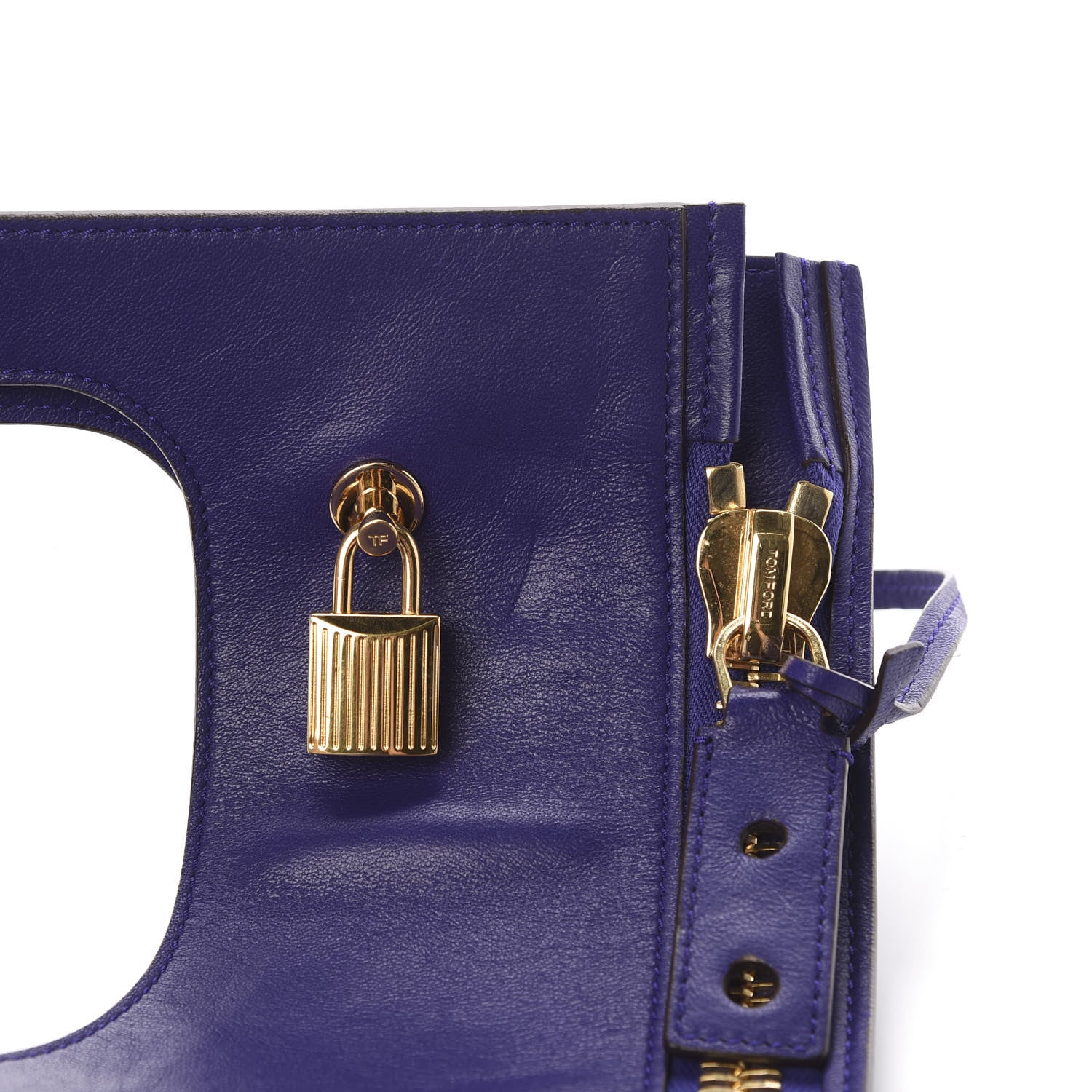 Tom Ford Ramskin Large Alix Padlock Zip Shoulder Bag Violet 12 of 13