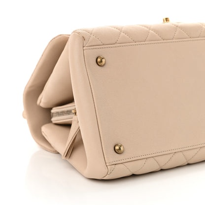 Chanel Shiny Sheepskin Quilted Large Trapezio Flap Beige 9 of 14