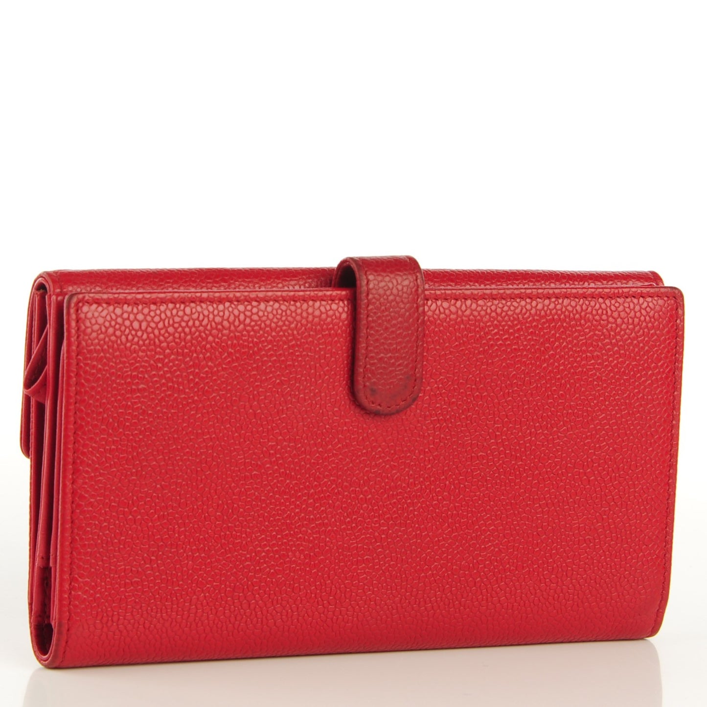 Caviar CC Long Flap French Wallet Red