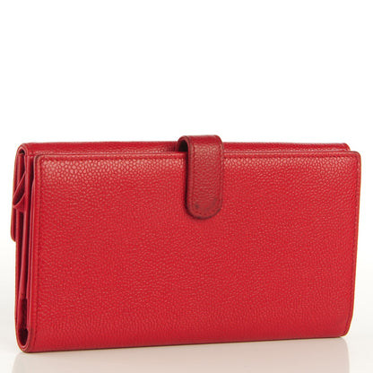 Chanel Caviar CC Long Flap French Wallet Red 3 of 8