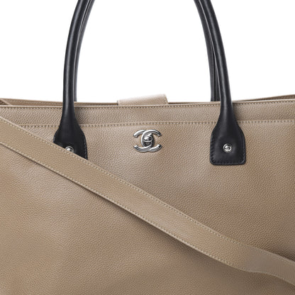 Chanel Calfskin Cerf Executive Shopper Tote Beige Black 8 of 14