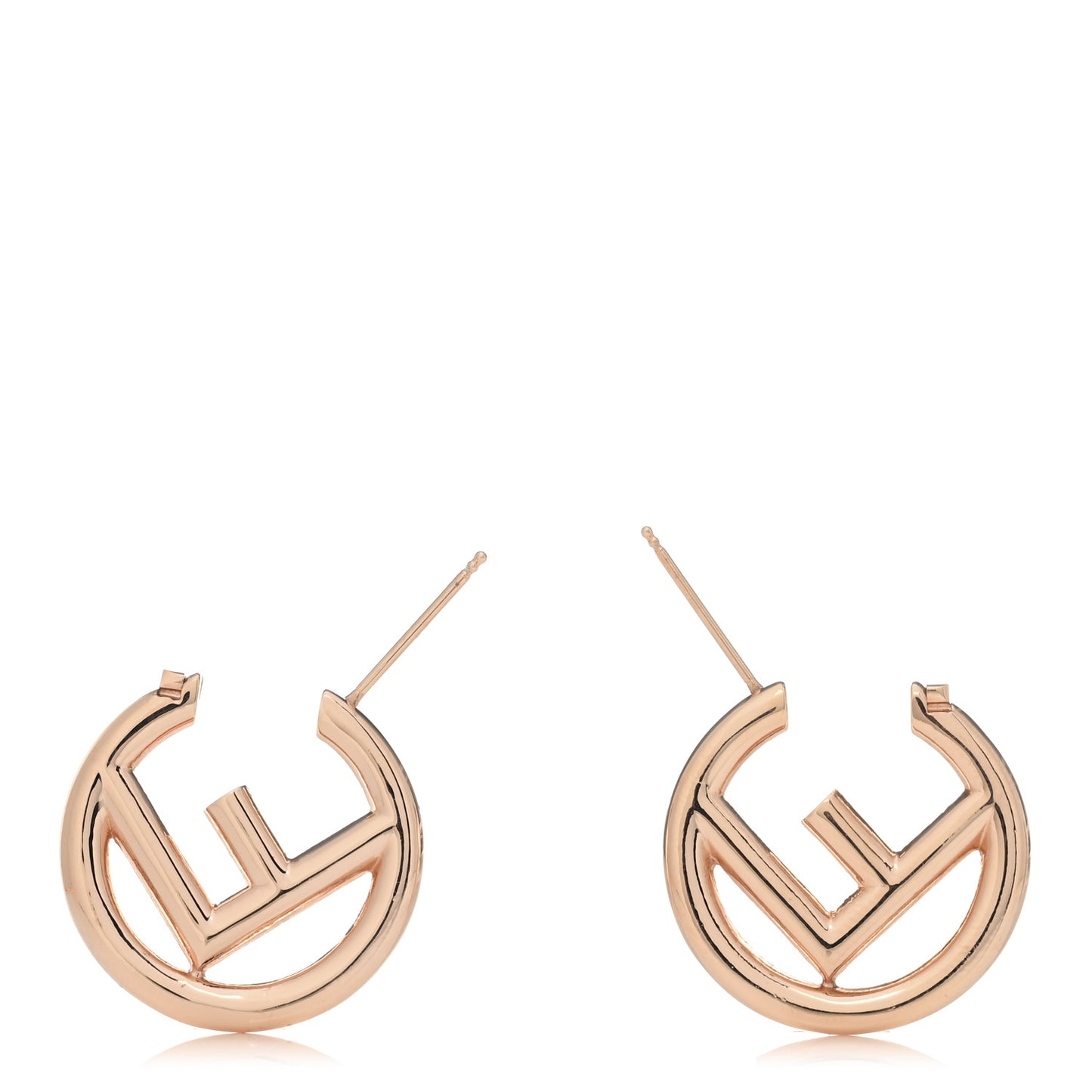 Metal FF Hoop Earrings Gold
