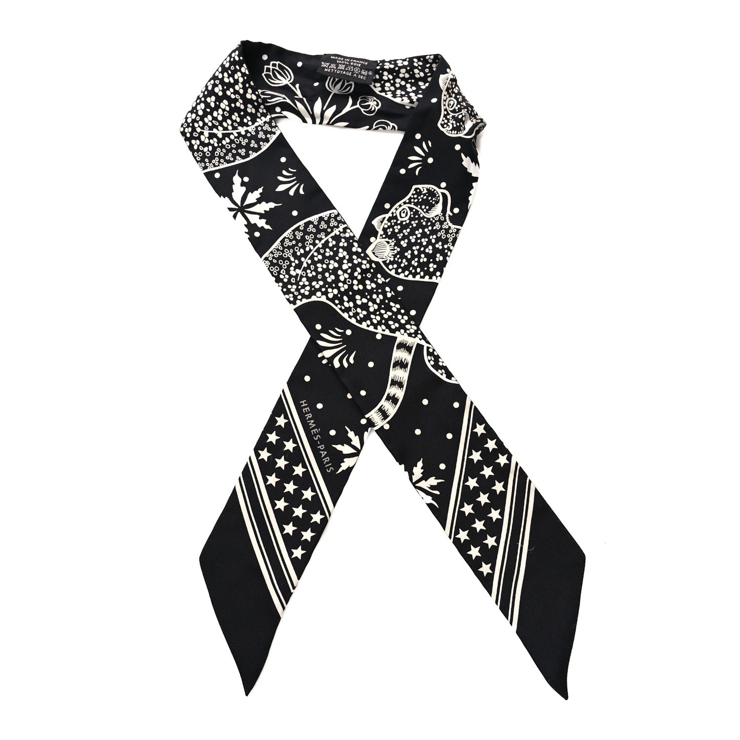 Silk Les Leopards Twilly Black White