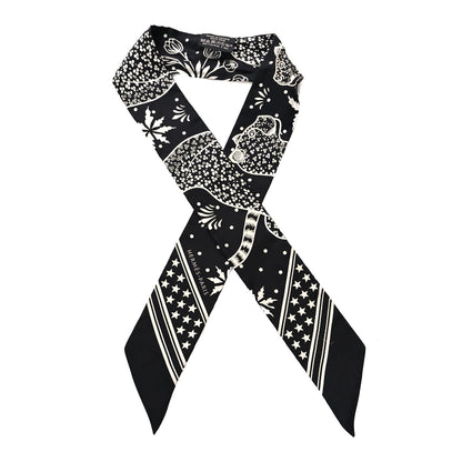 Hermes Silk Les Leopards Twilly Black White 1 of 3