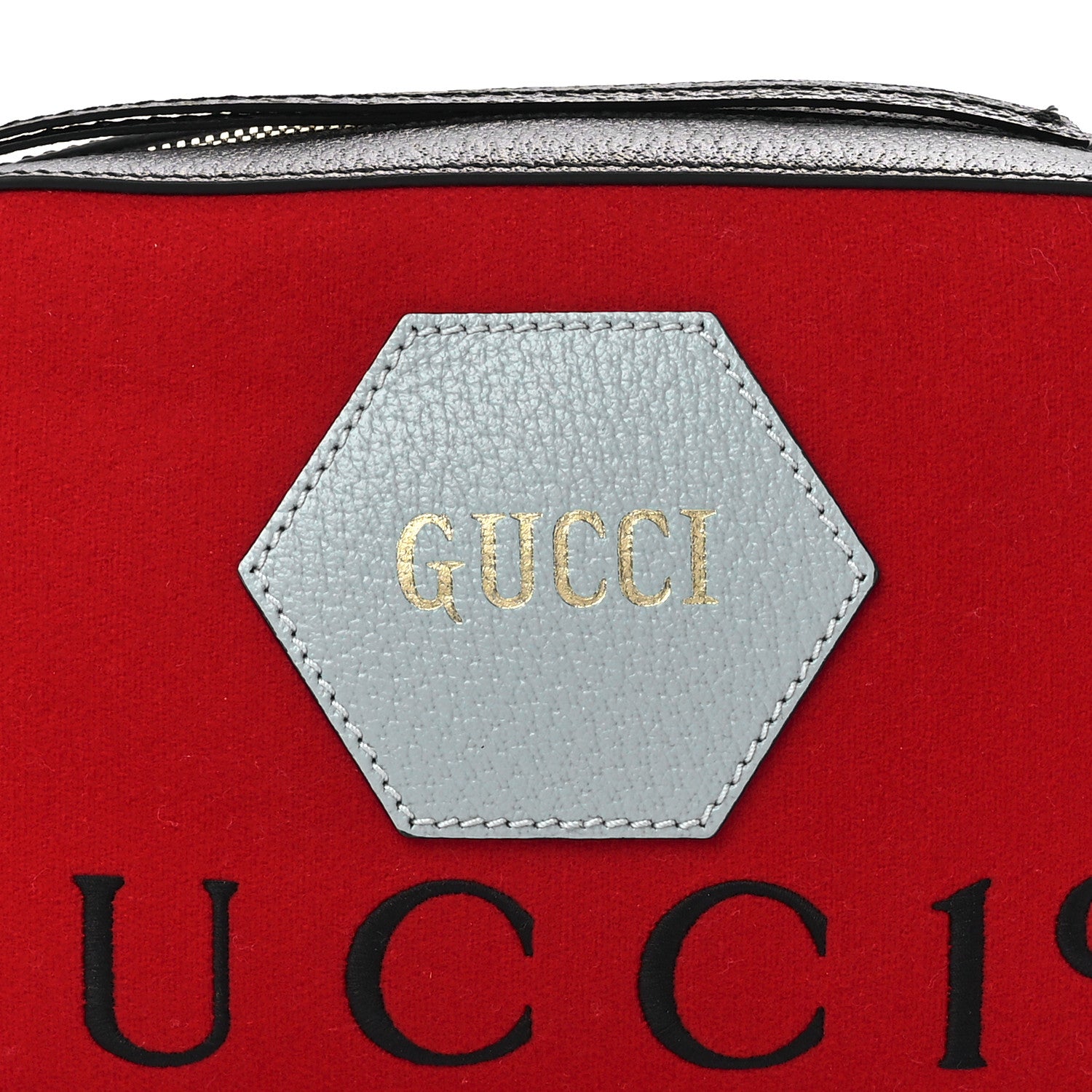 Gucci Felt Calfskin Script Logo Gucci 100 Camera Bag Bright Hibiscus Black Azure 8 of 11