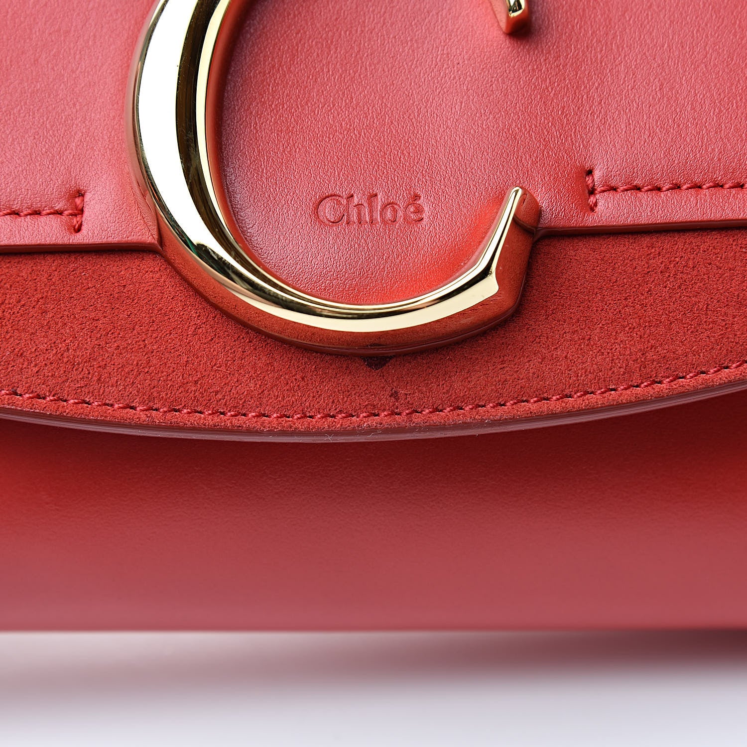 Chloe Calfskin Suede C Belt Bag Plaid Red 11 of 12