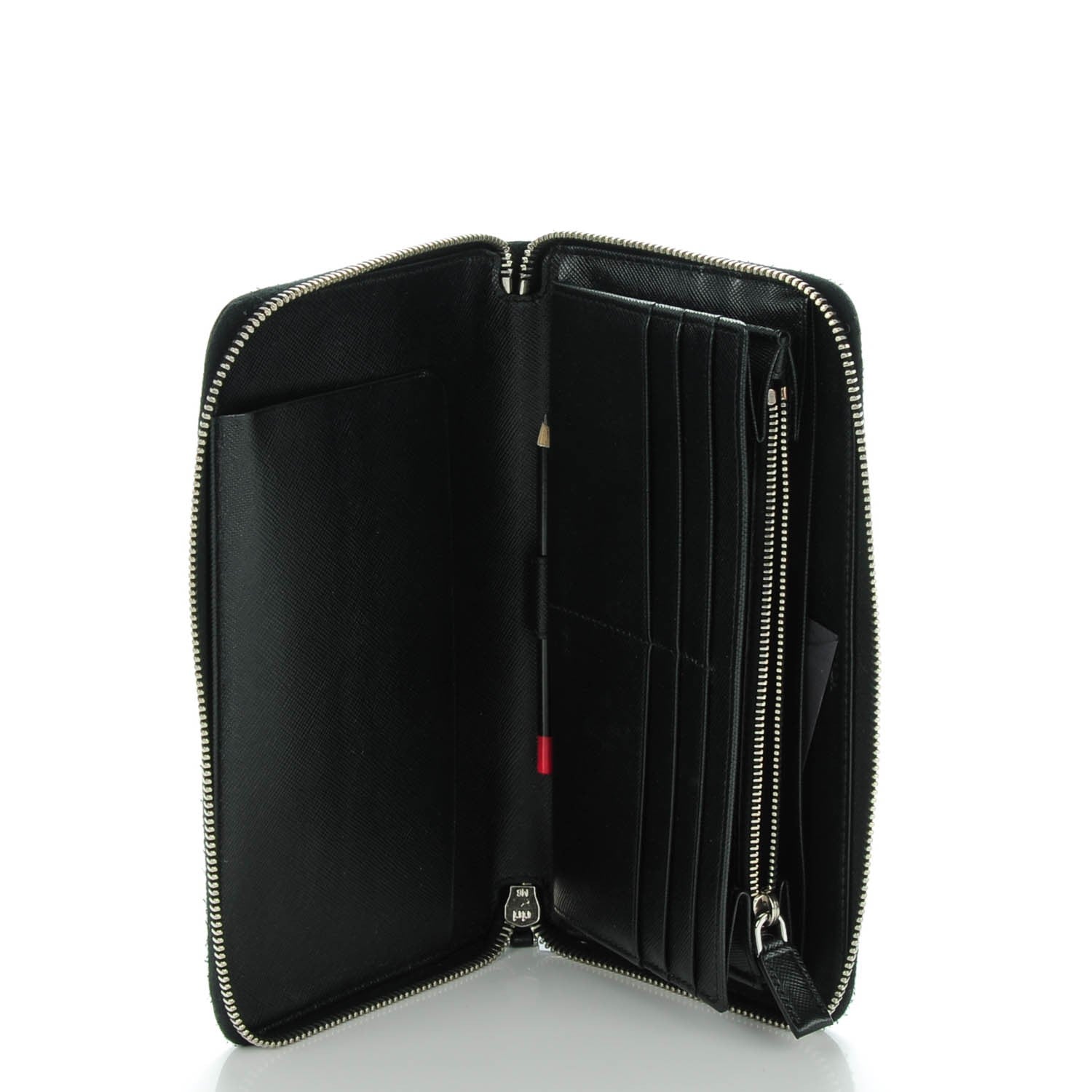 Prada Saffiano Large Zip Around Travel Wallet Nero Black 5 of 8