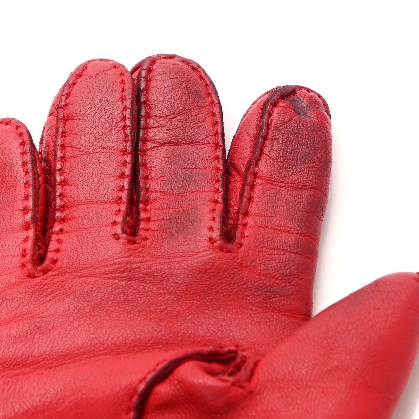 Lambskin Clous de Selle Gloves 7 Red