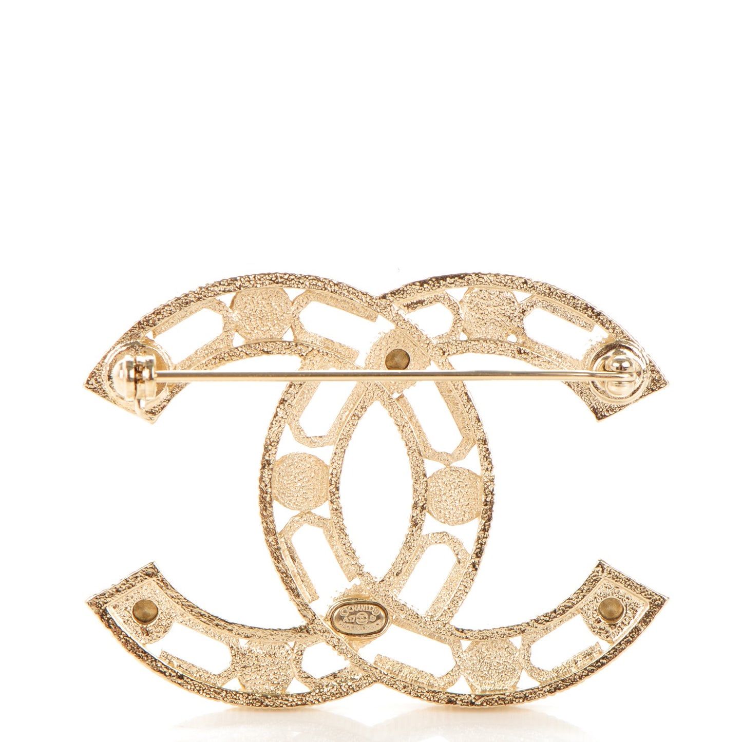 Pearl Crystal CC Brooch Gold Grey