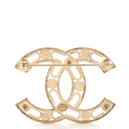 Chanel Pearl Crystal CC Brooch Gold Grey 3 of 4