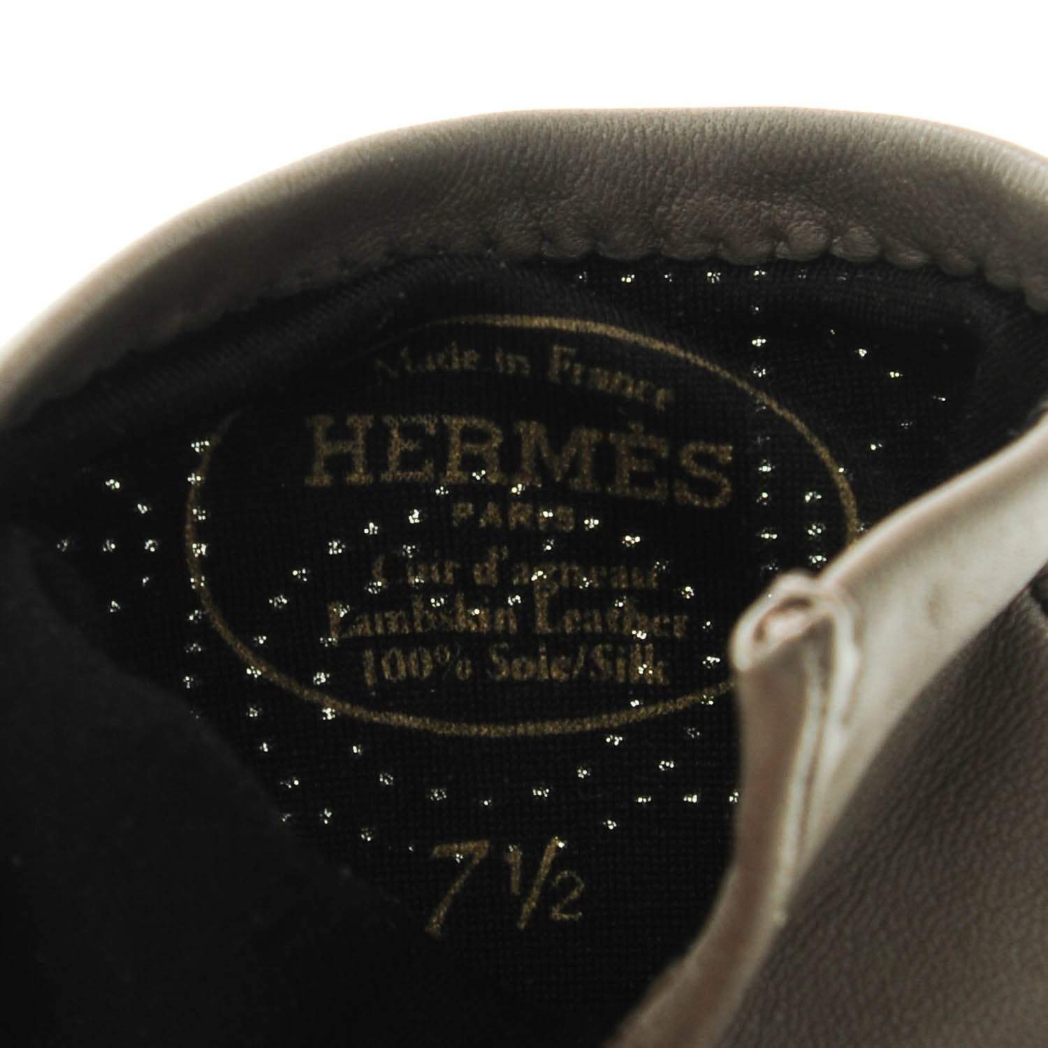 Hermes Lambskin Perforated Medor Gloves 7.5 Etain 4 of 6