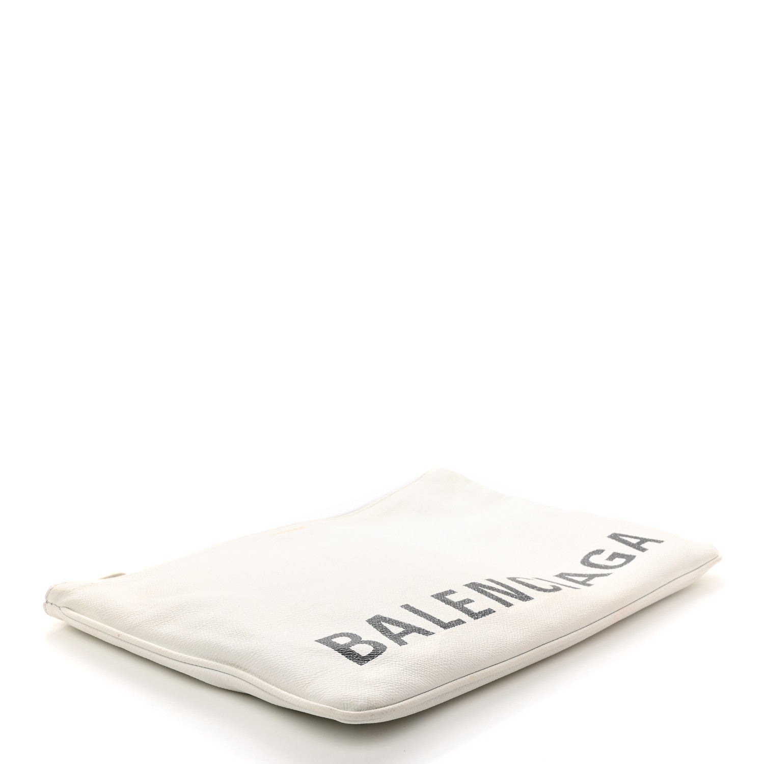 Balenciaga Calfskin Logo Large Zip Pouch White 4 of 8