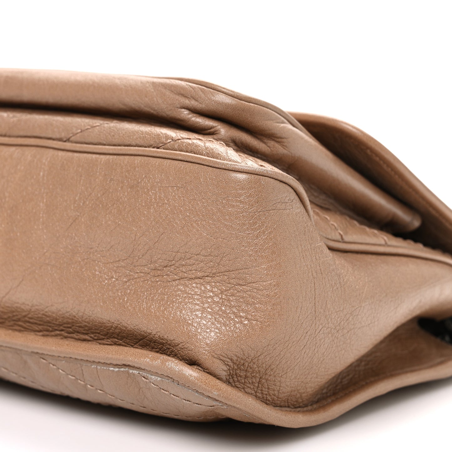 Crinkled Calfskin Matelasse Monogram Medium Niki Chain Satchel Light Taupe