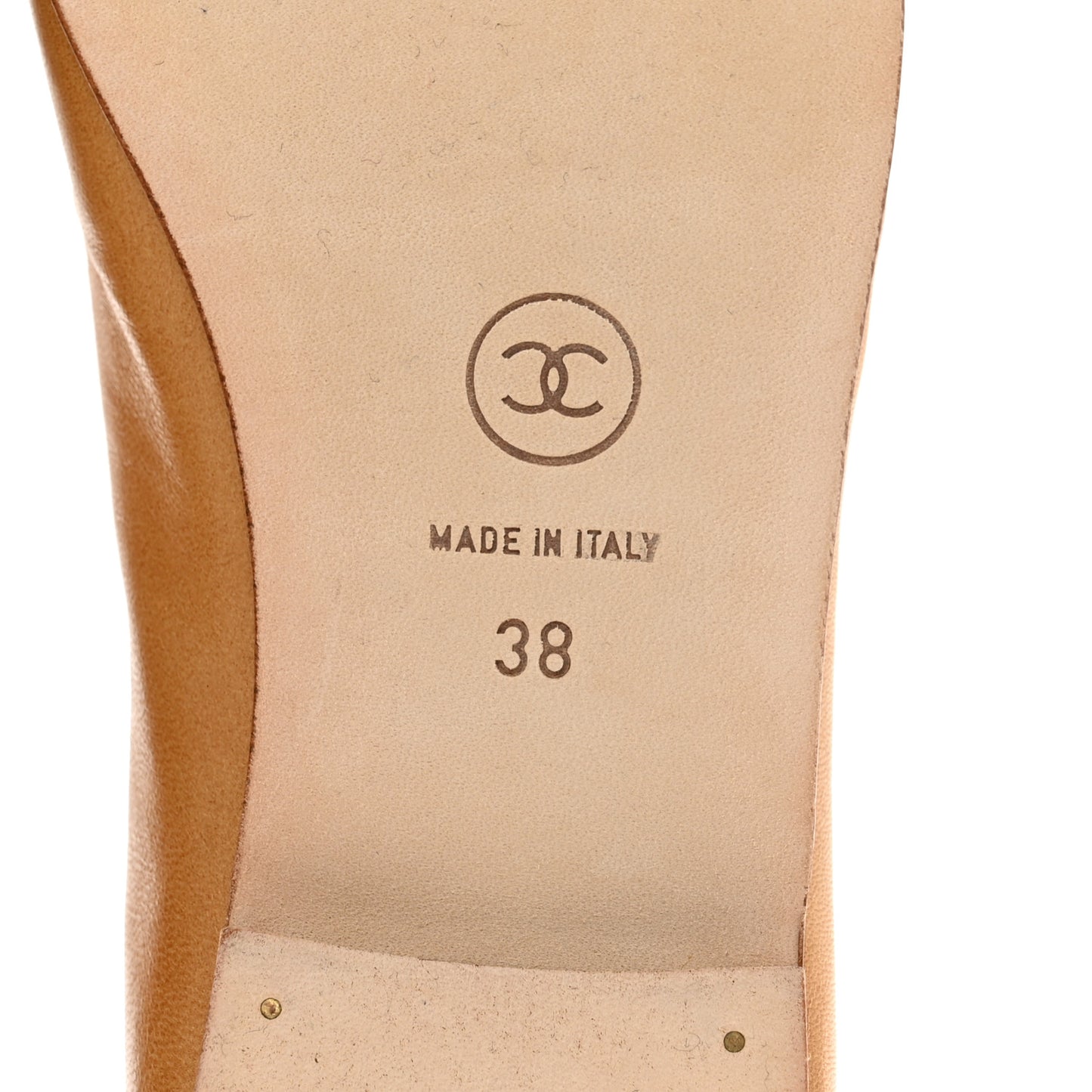 Lambskin Cap Toe CC Ballerina Flats 38 Beige