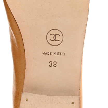 Chanel Lambskin Cap Toe CC Ballerina Flats 38 Beige 6 of 8