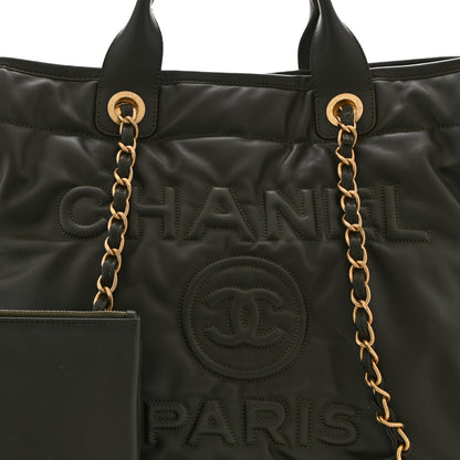Chanel Calfskin Embossed Medium Deauville Tote Khaki 9 of 13