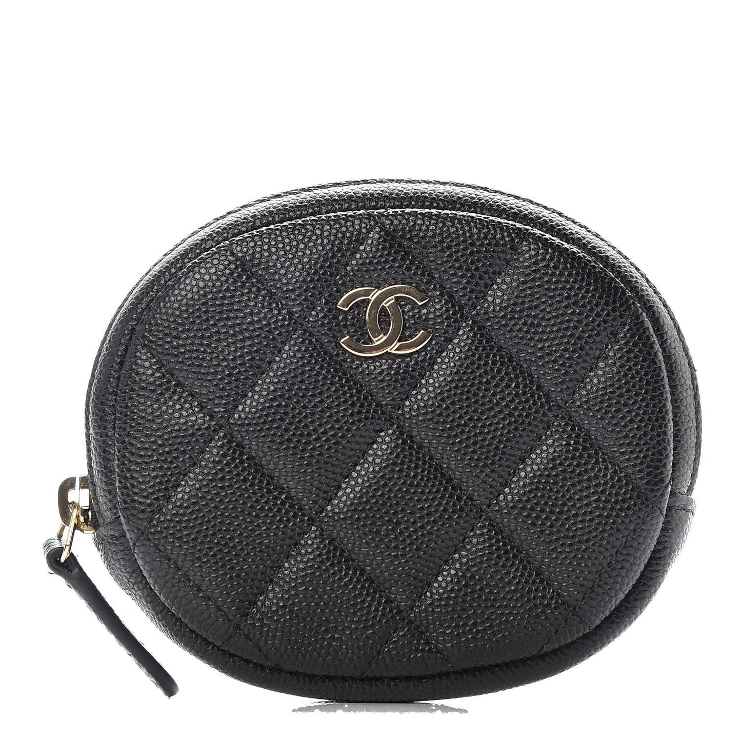 Caviar Quilted Zip Around Classic Coin Purse Black