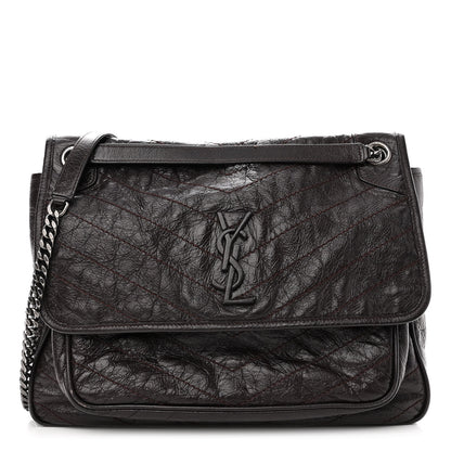 Saint Laurent Crinkled Calfskin Matelasse Monogram Large Niki Chain Satchel Tulip 1 of 12