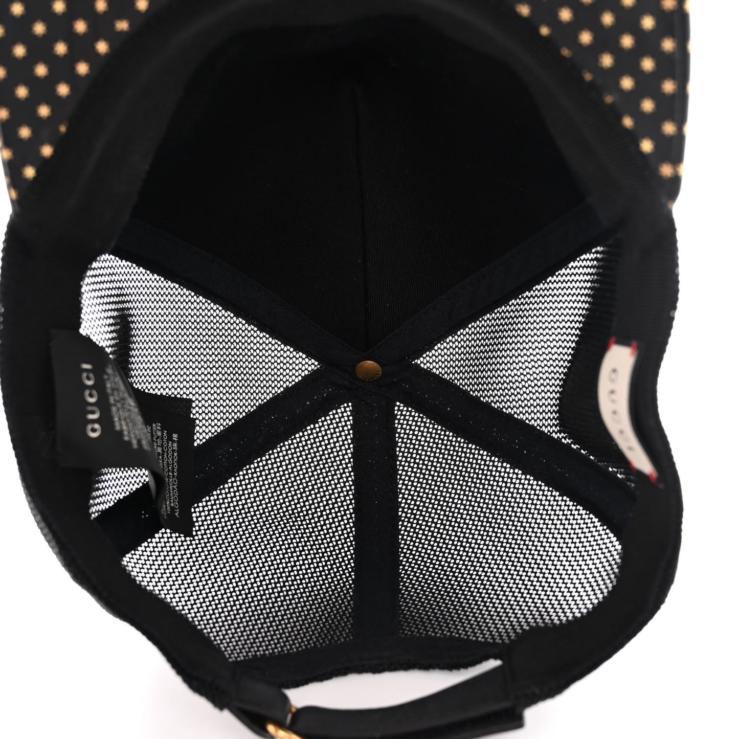 X SEGA Calfskin GUCCY Stars Baseball Hat XXL Black Gold