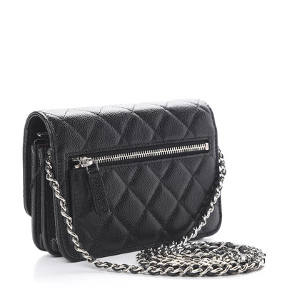 Chanel Caviar Quilted Mini Wallet On Chain WOC Black 2 of 10