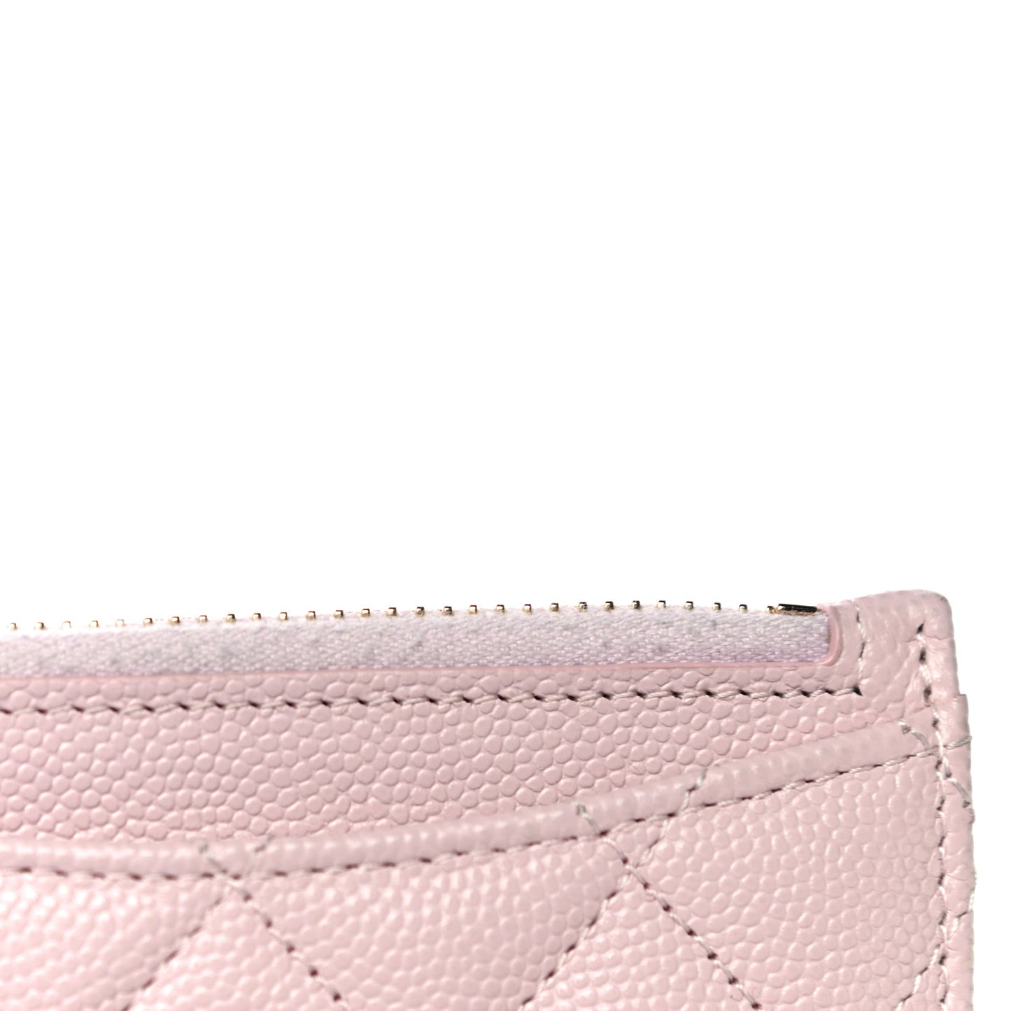 Caviar Quilted CC Zip Card Holder Light Pink