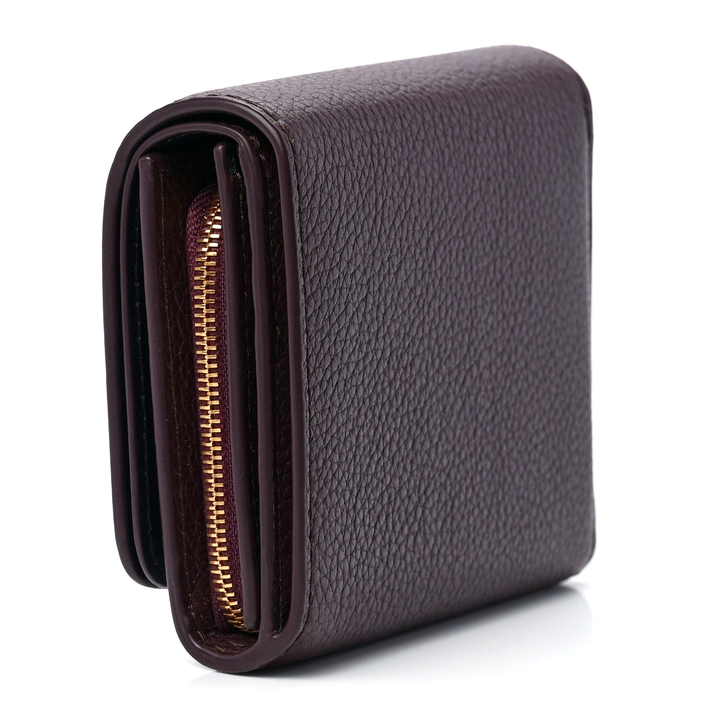 Small Classic Grain Small Plaque French Purse Wallet Oxblood