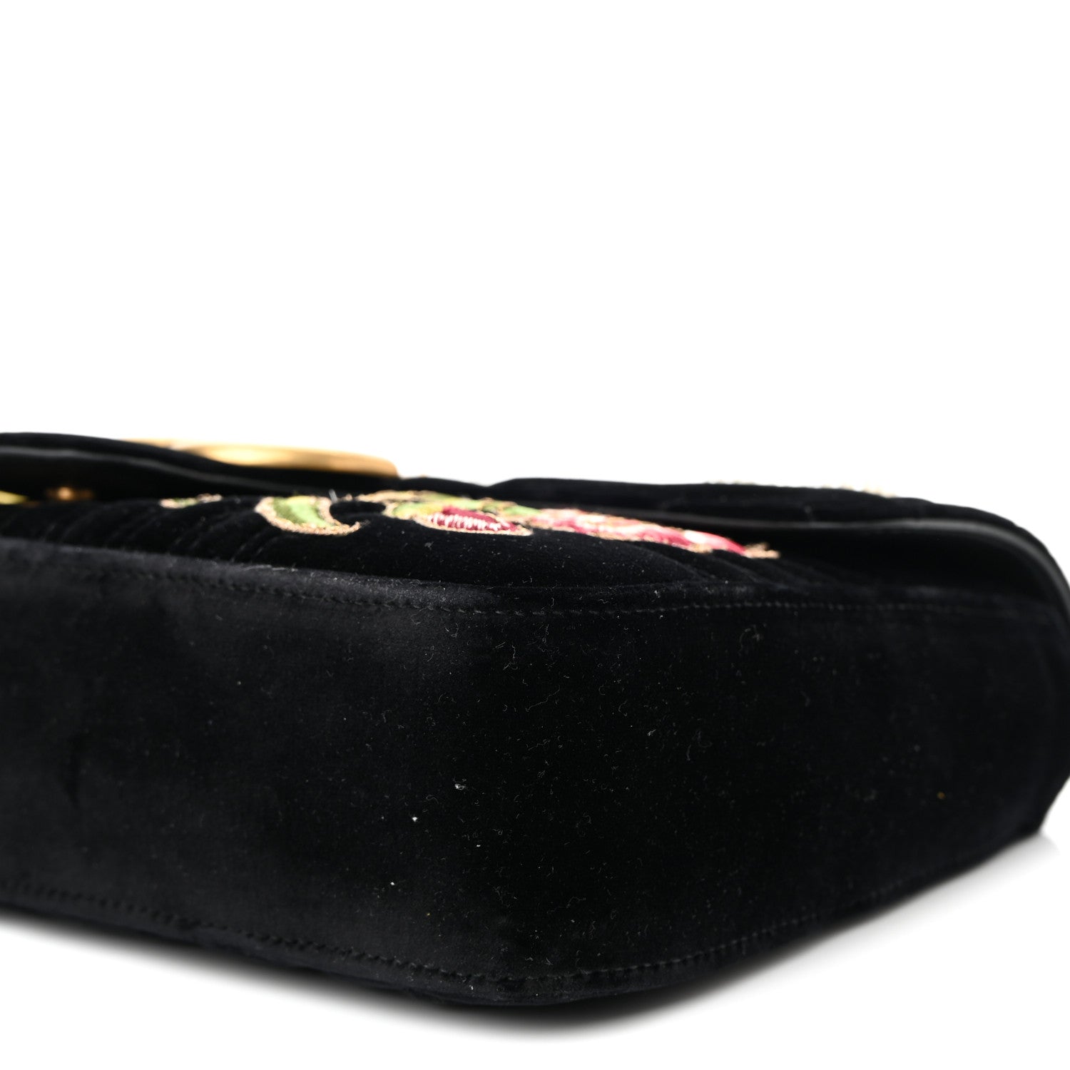 Gucci Velvet Matelasse Loved Embroidered Medium GG Marmont Shoulder Bag Black 10 of 10
