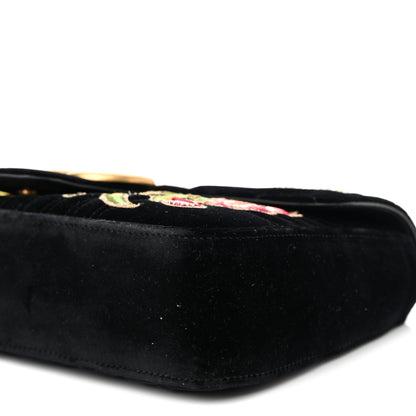 Gucci Velvet Matelasse Loved Embroidered Medium GG Marmont Shoulder Bag Black 10 of 10