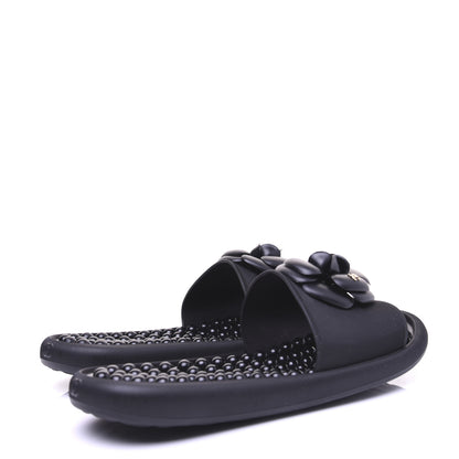 Chanel Thermoplastic PVC Camellia Mule Sandals 40 Black 3 of 24