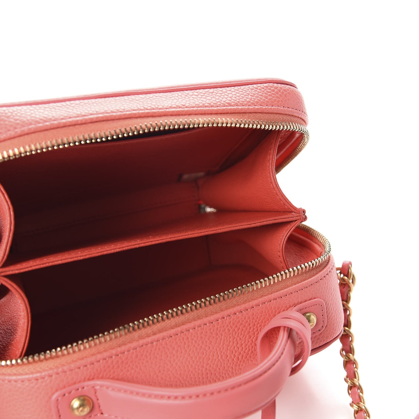Caviar Quilted Small CC Filigree Vanity Case Coral