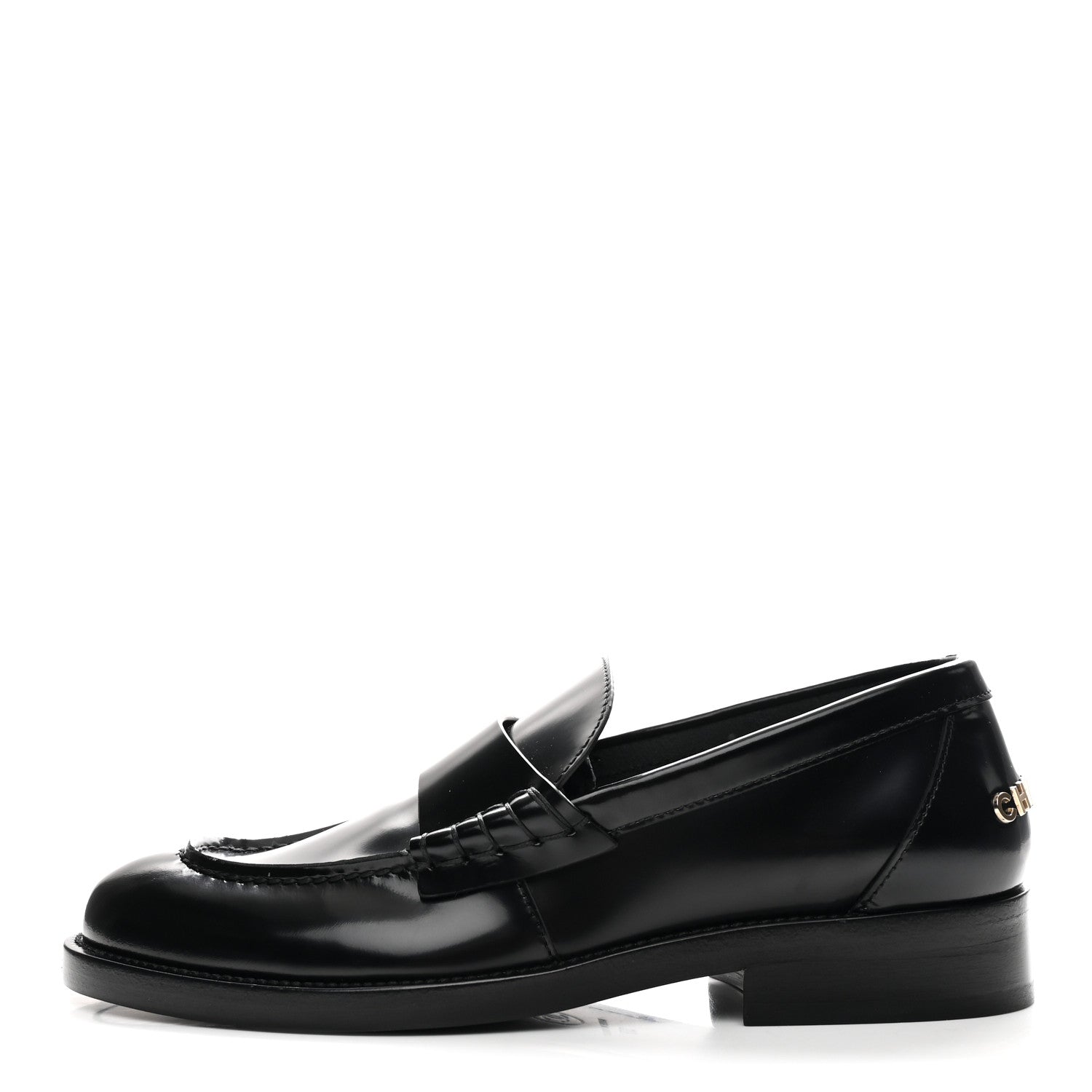 Chanel Shiny Calfskin Logo Loafers 37 Black 1 of 10