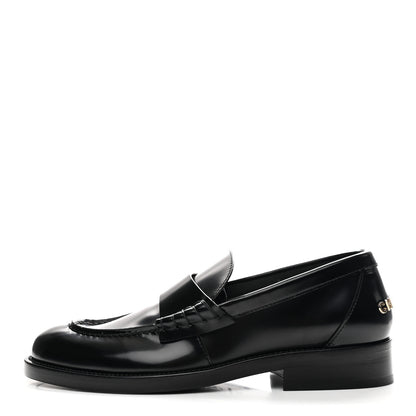 Chanel Shiny Calfskin Logo Loafers 37 Black 1 of 10