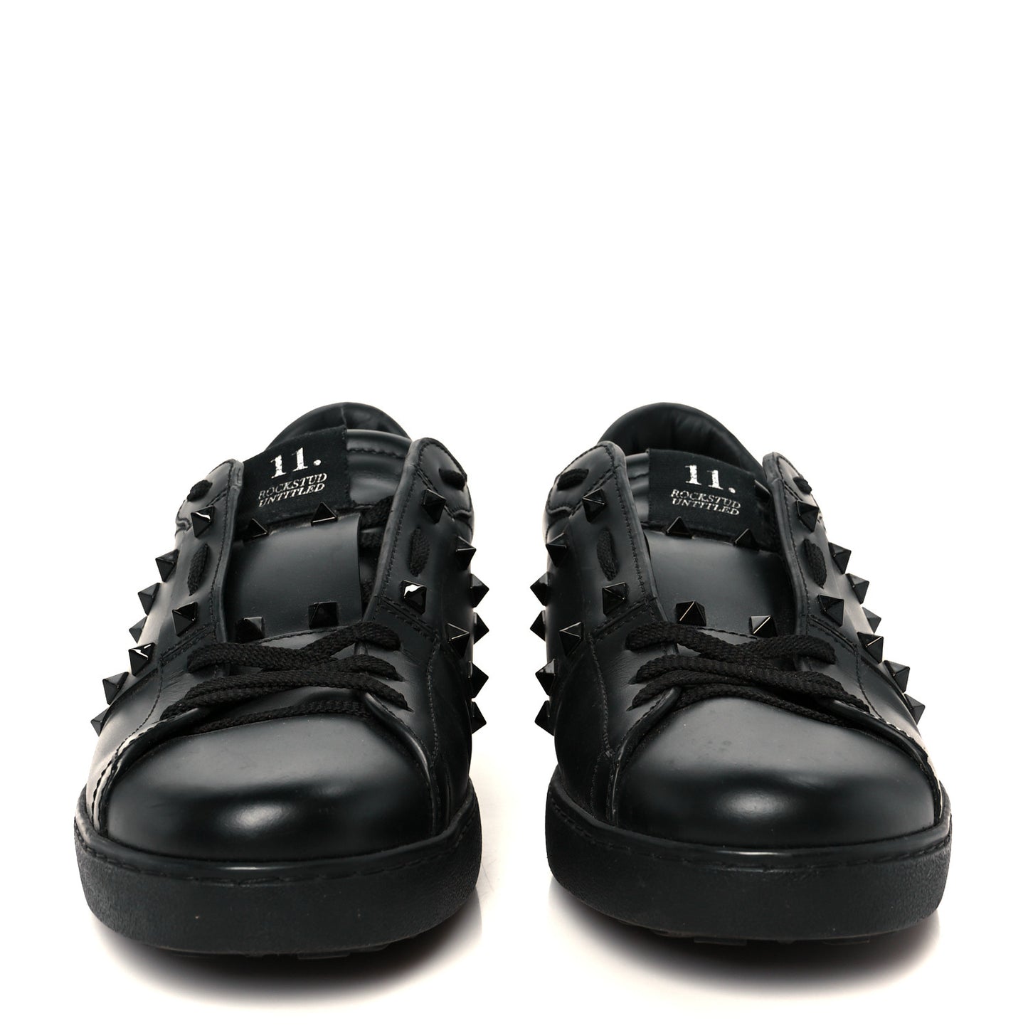 Calfskin Mens Rockstud Untitled Open Sneakers 43 Black