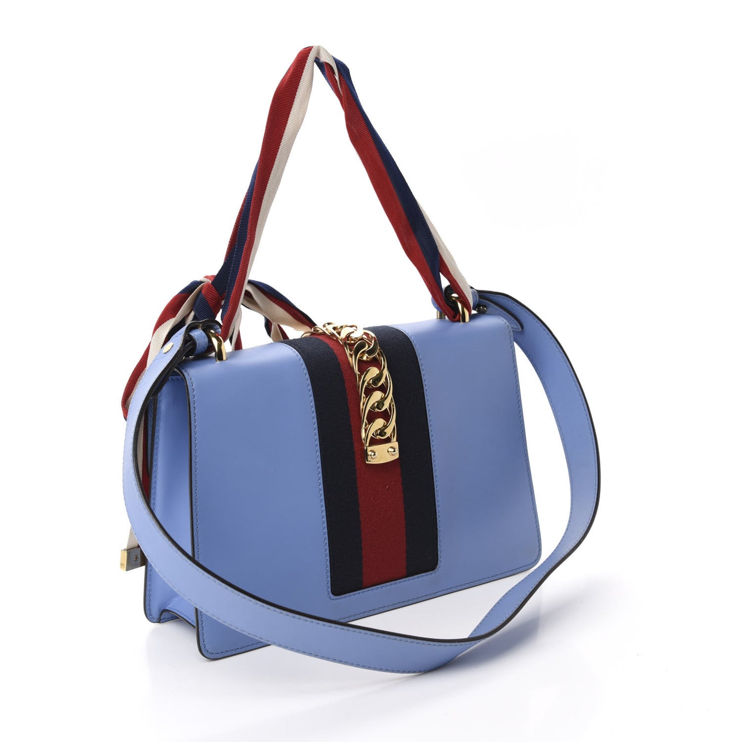 Calfskin Small Sylvie Shoulder Bag Clear Sky Blue