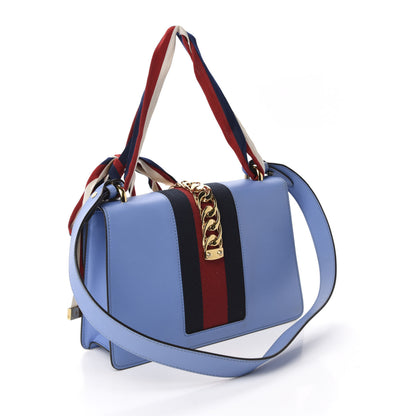 Gucci Calfskin Small Sylvie Shoulder Bag Clear Sky Blue 3 of 10