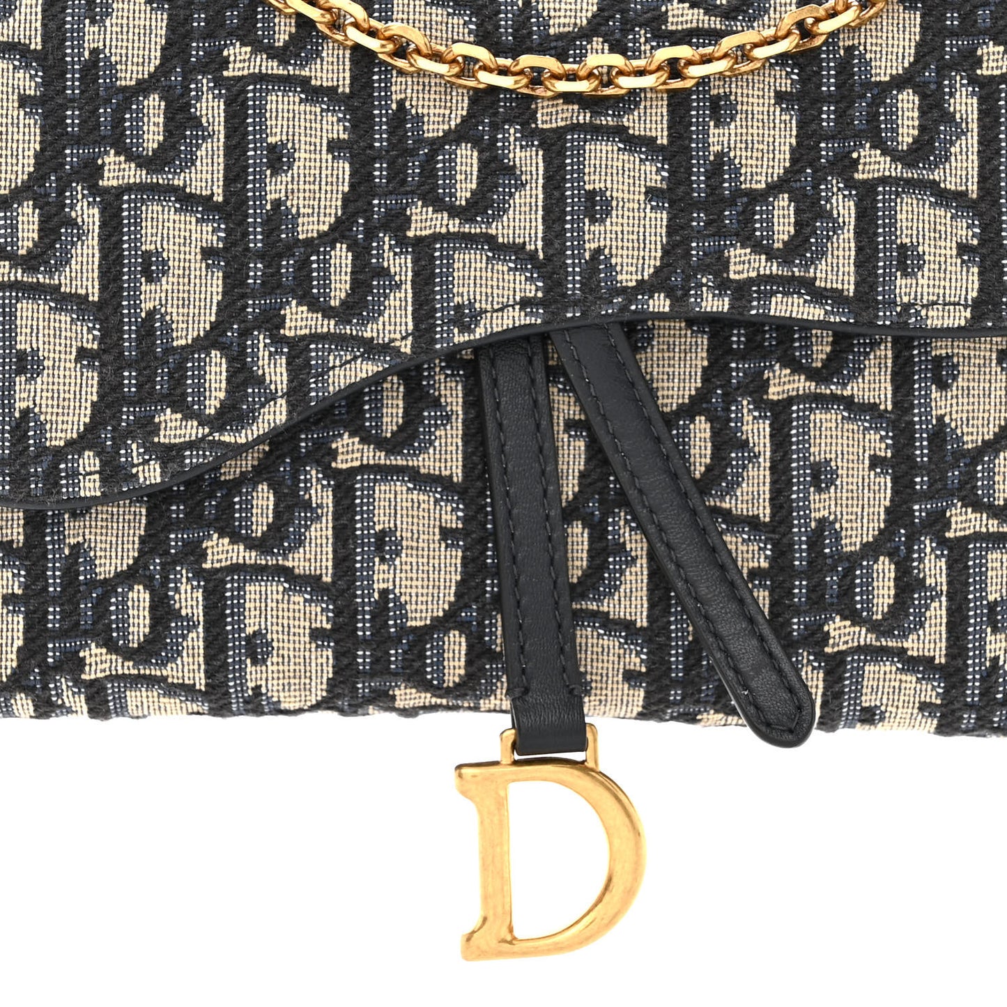 Oblique Saddle Chain Long Wallet Blue