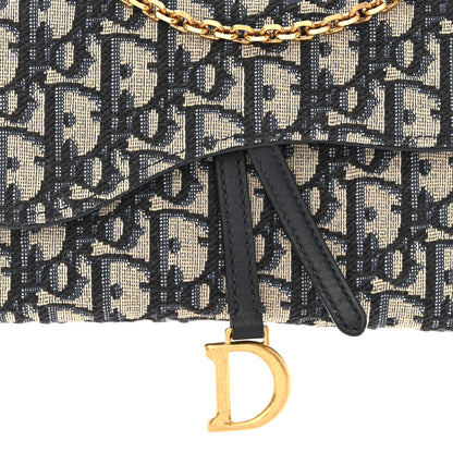 Christian Dior Oblique Saddle Chain Long Wallet Blue 12 of 14