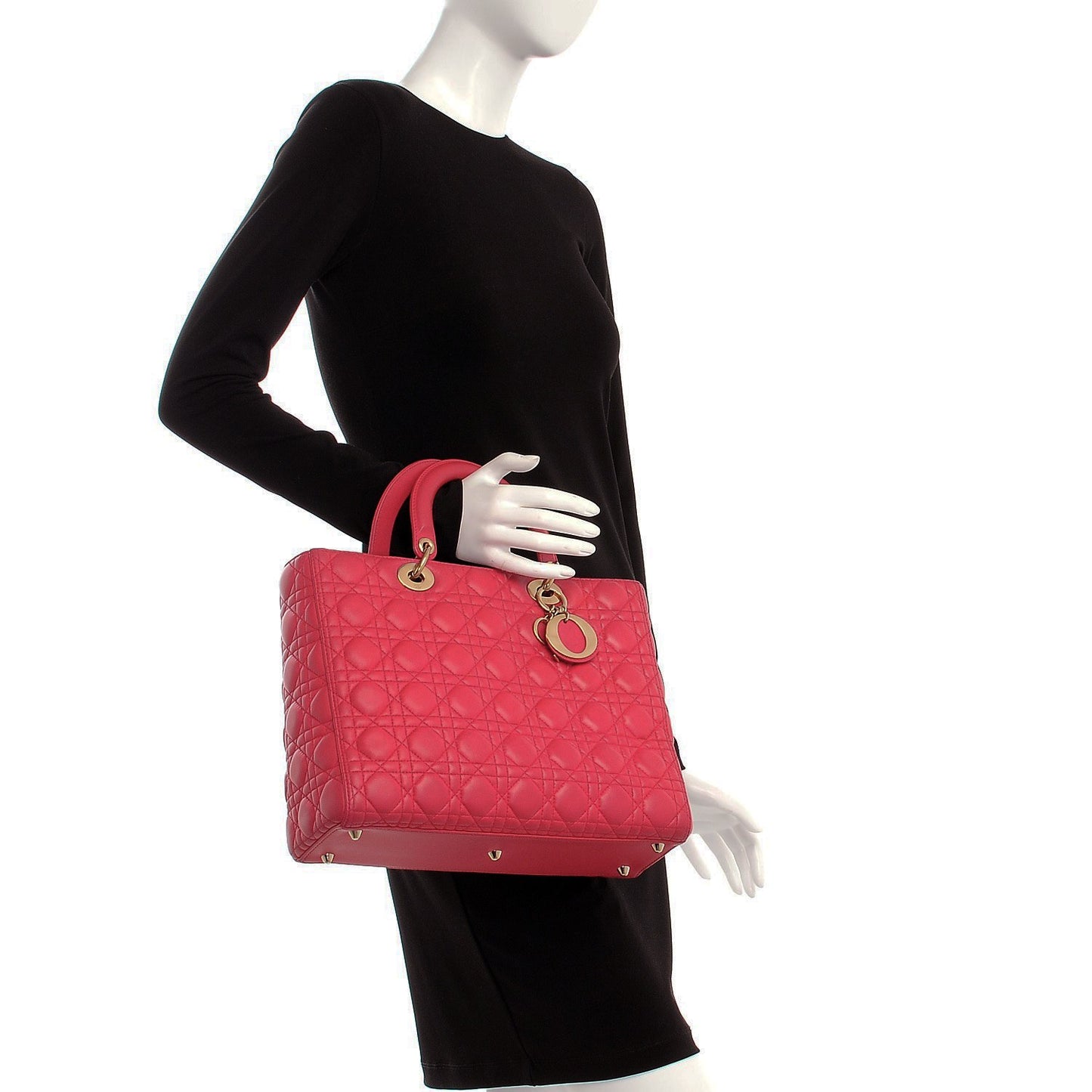 Lambskin Cannage Large Lady Dior Fuchsia