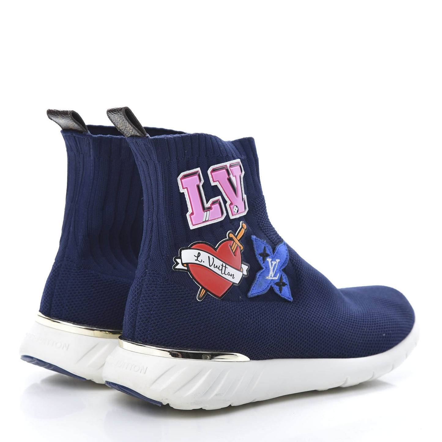 Stretch Fabric LV Black Heart Sock Sneaker 38.5 Marine