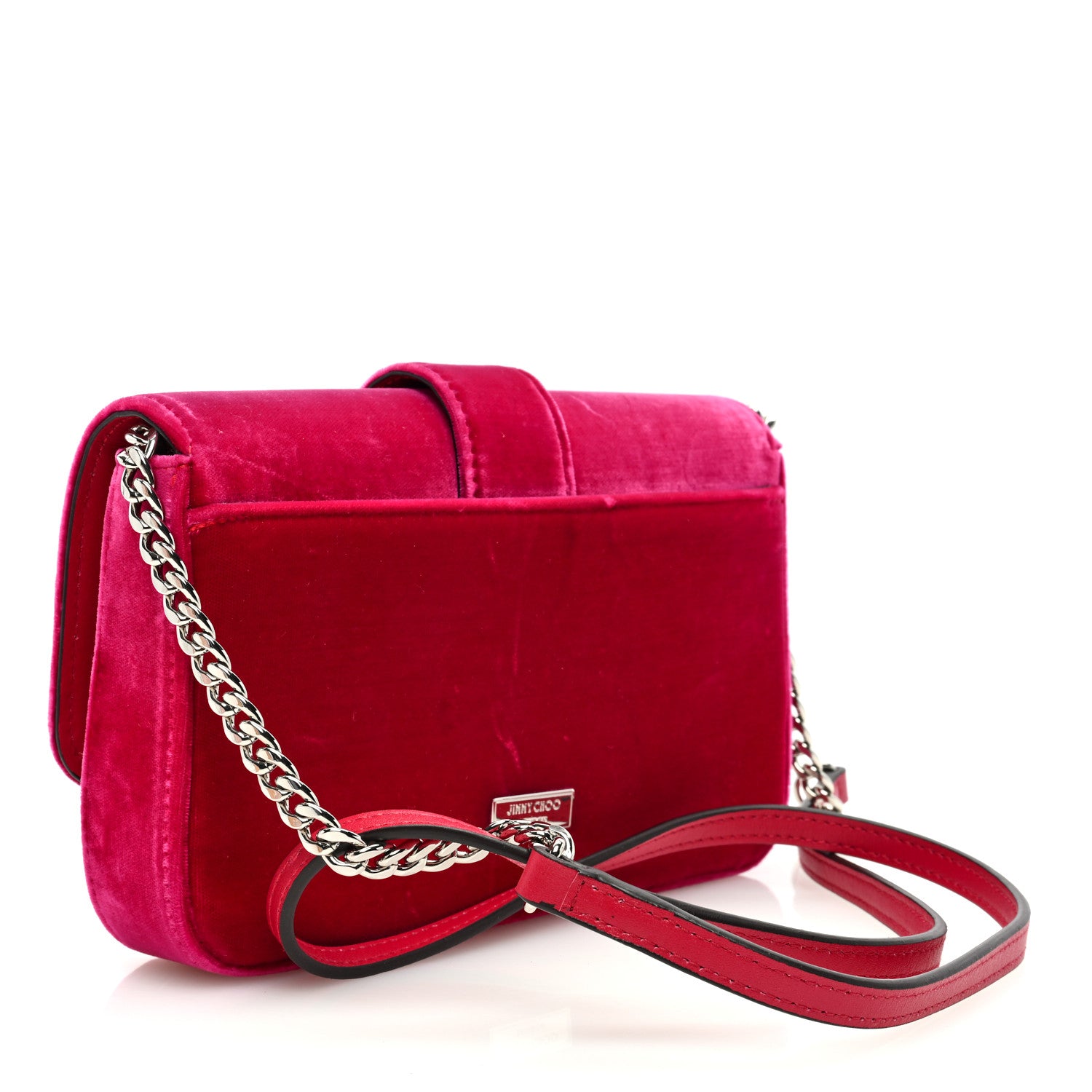 Jimmy Choo Velvet Crystal Cheri Wallet on Chain Pink 3 of 9
