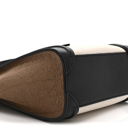 Celine Elephant Calfskin Nano Tri-Color Luggage  White Black Sand 9 of 10