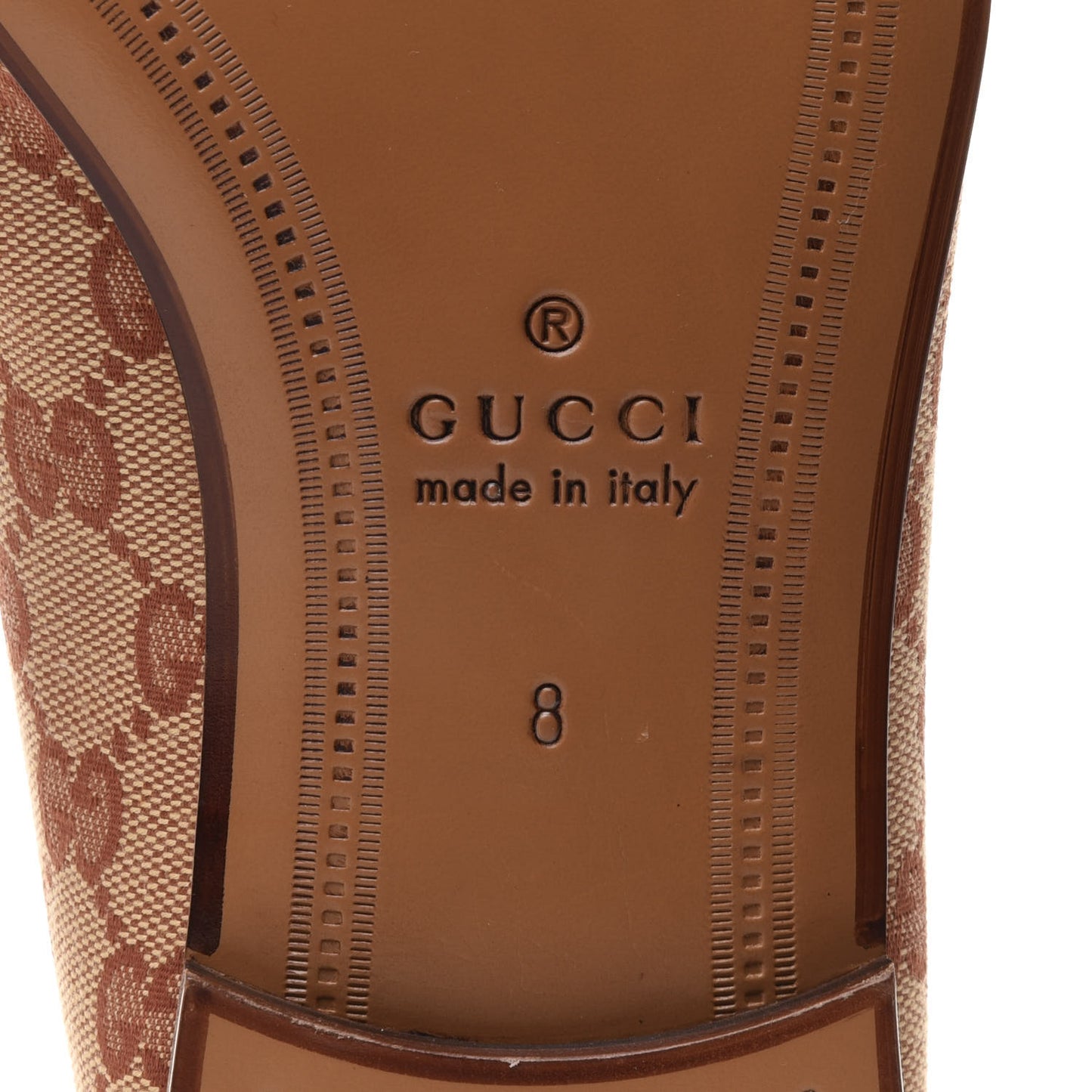 Canvas GG Monogram Horsebit Mens Jordaan Loafers 8 Beige Ruggine Light Brown