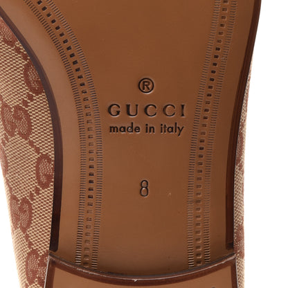 Gucci Canvas GG Monogram Horsebit Mens Jordaan Loafers 8 Beige Ruggine Light Brown 7 of 10