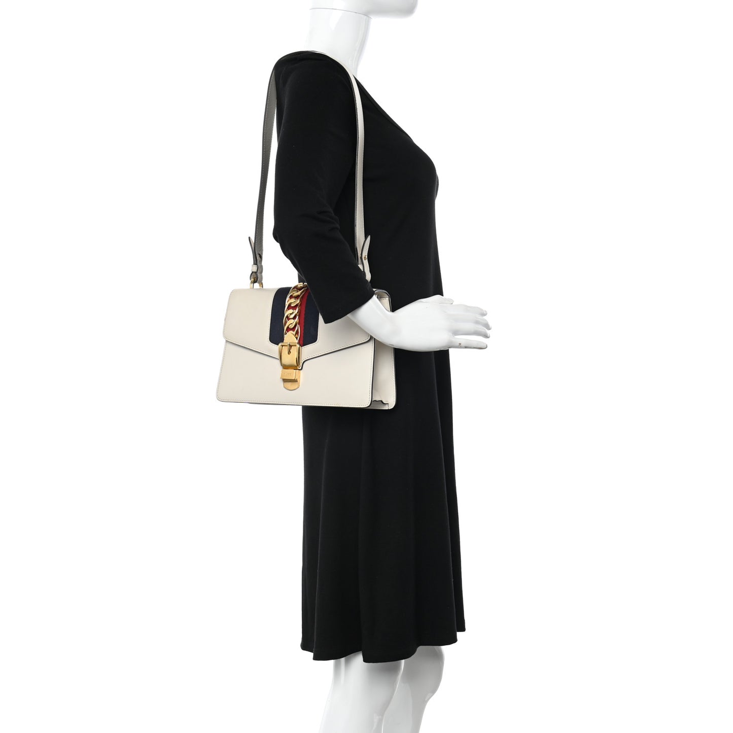 Calfskin Small Sylvie Shoulder Bag Off White