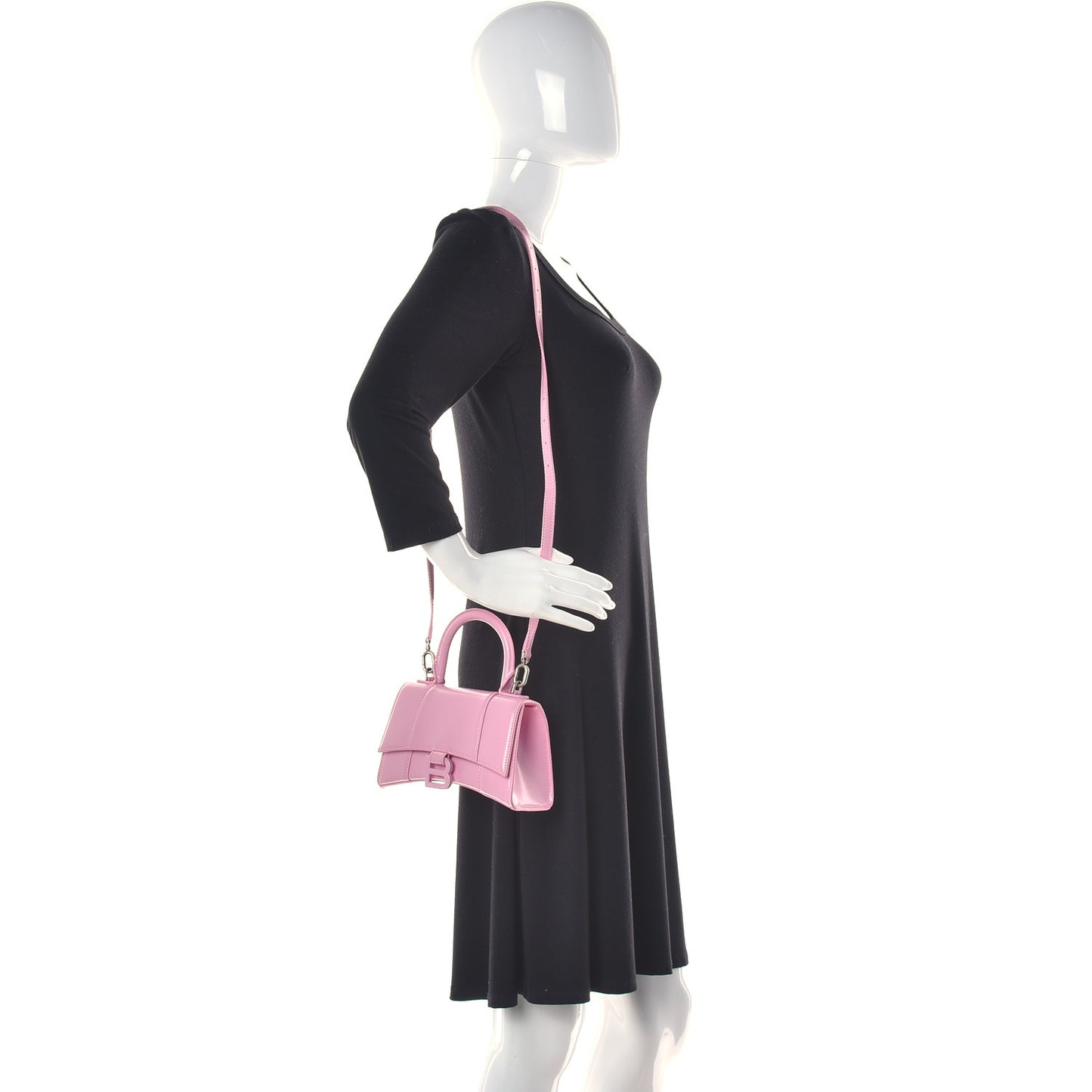 Shiny Box Calfskin Tonal B Hourglass Top Handle Bag Mini Lilac