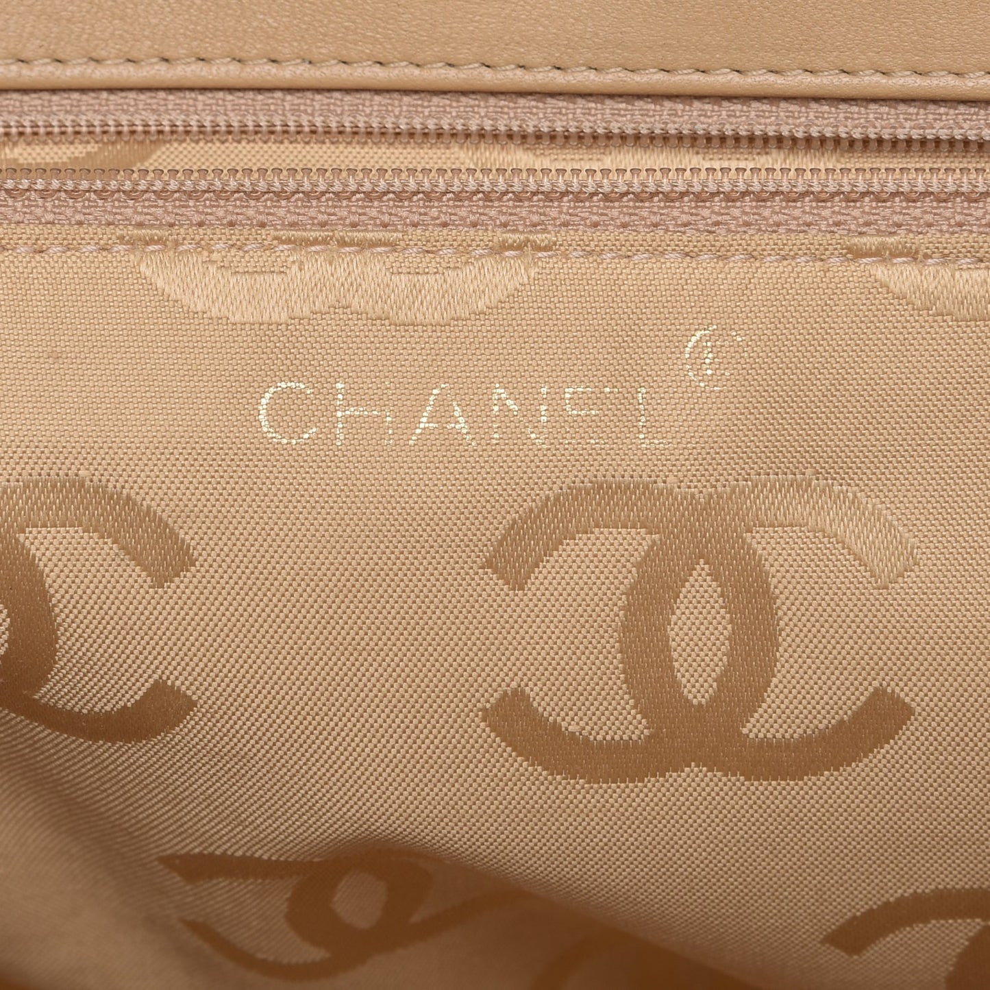 Lambskin Double Stitch Quilted Tote Beige