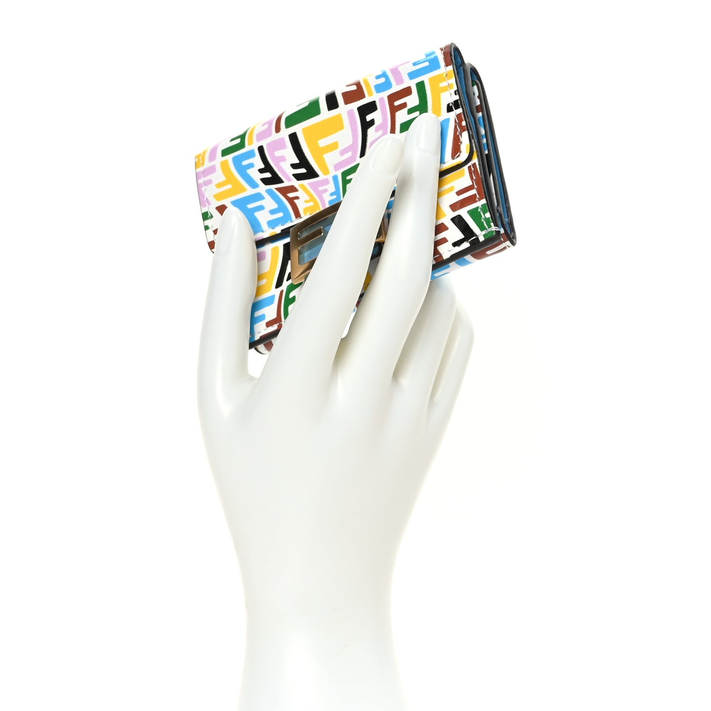 X SARAH COLEMAN Vitello Liberty Ceylon Micro FF Fish Eye Embossed Tri-Fold Wallet Multicolor Cyber Blue