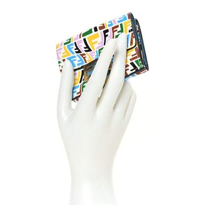 Fendi X SARAH COLEMAN Vitello Liberty Ceylon Micro FF Fish Eye Embossed Tri-Fold Wallet Multicolor Cyber Blue 2 of 9